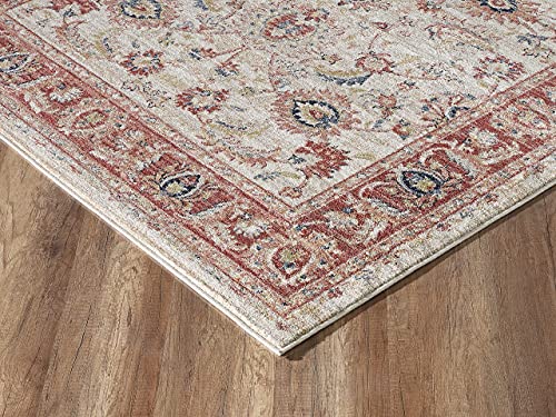 Tapete decorativo Abani Beige y Rojo 4'x6' miniatura 5