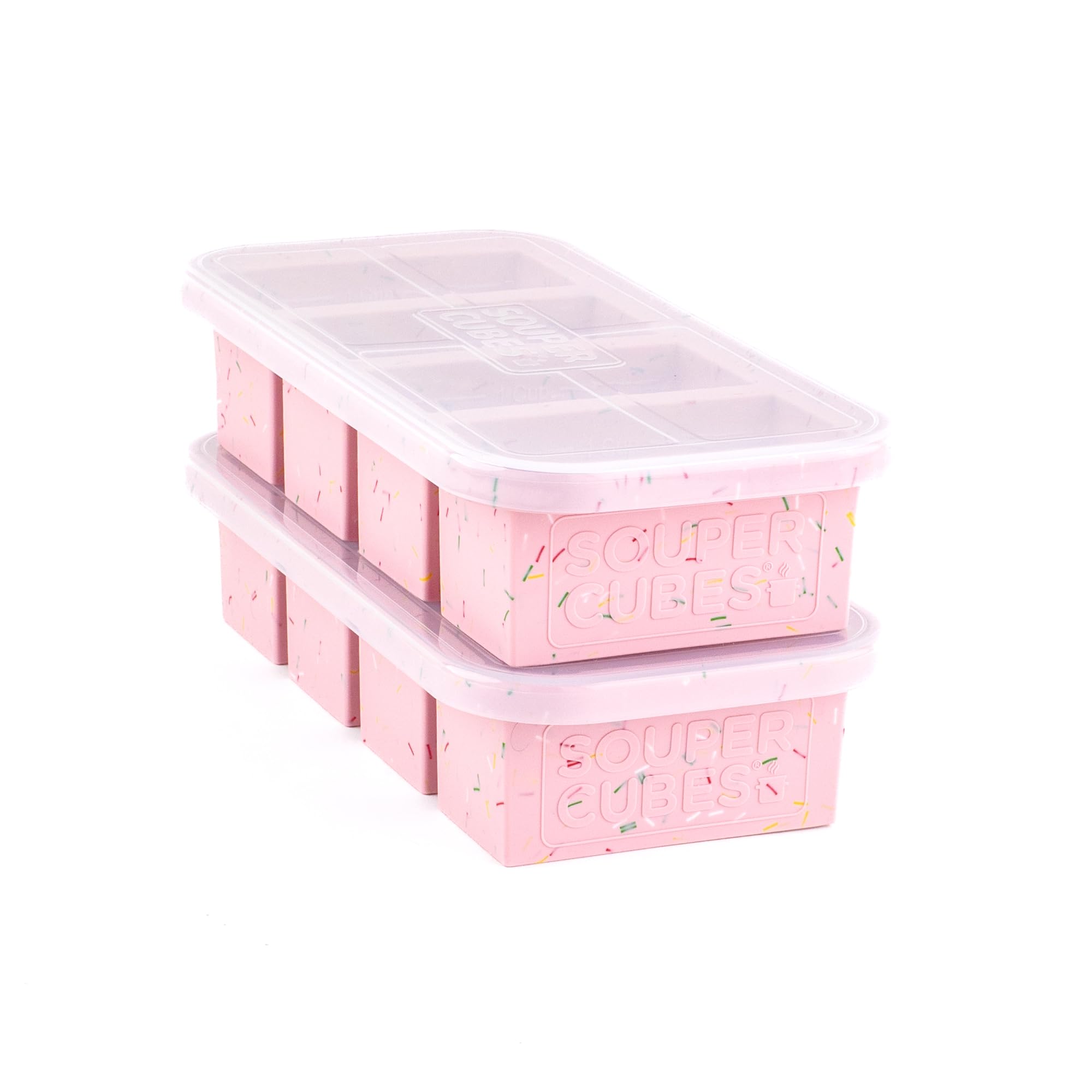 Souper Cubes Cotton Candy 250Ml/1 Cup Silicone Freezer Tray With Lids, Perfect For Storing Broth, Leftovers, Rice, Sauce And More, Silicone Soup Freezer Molds For Meal Prepping - 2-Pack