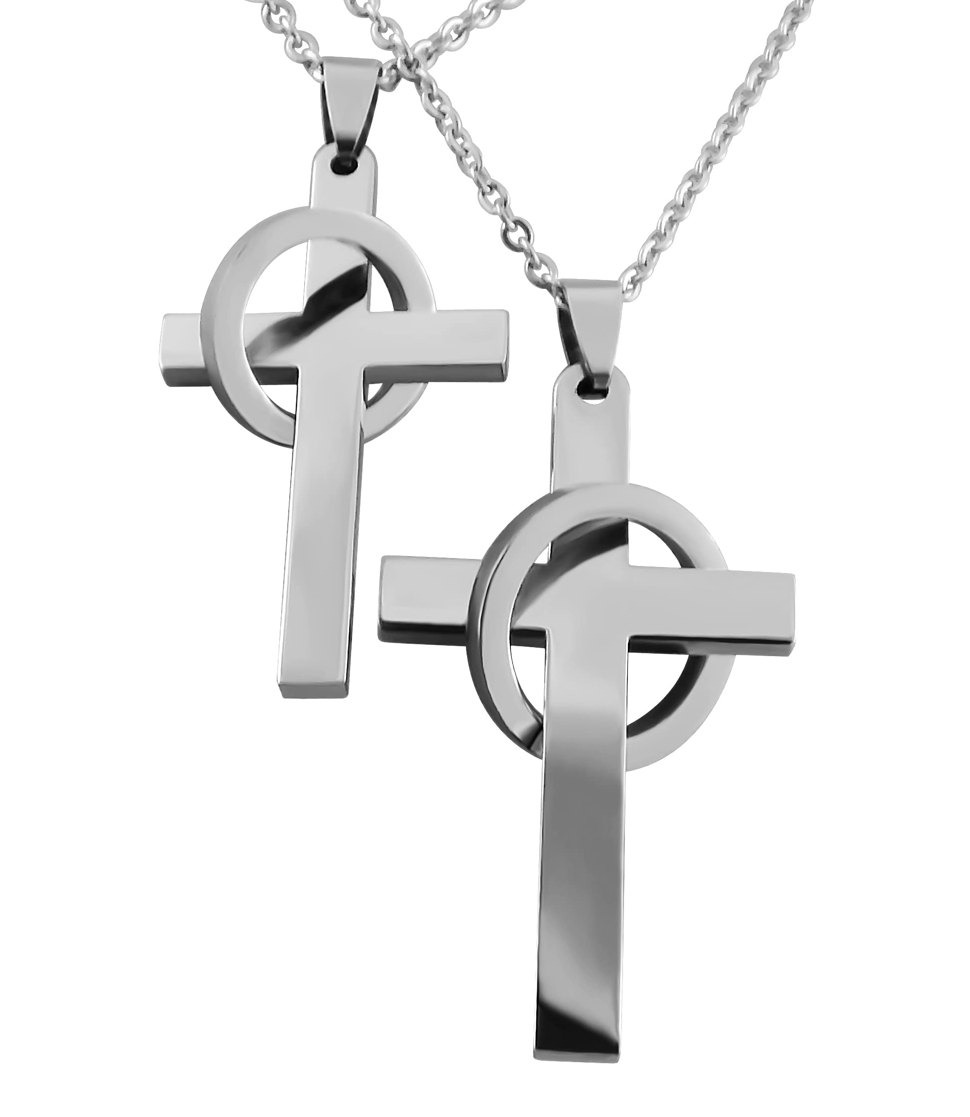 Personalisierte Kette mit Gravur Edelstahl 50 cm mit Anhänger Kreuz mit Datum in silber - Personalisierte Halskette für Frauen Männer - Personalisierter Schmuck Damen Herren Kettenanhänger