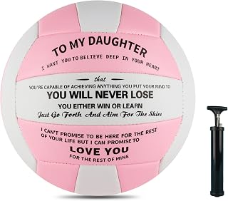 Volleyball Gift for Daughter Personalized Indoor Outdoor Sports Balls,Engraved Message Volleyballs Official Size 5 Birthday Presents from Mom Dad,with Pump