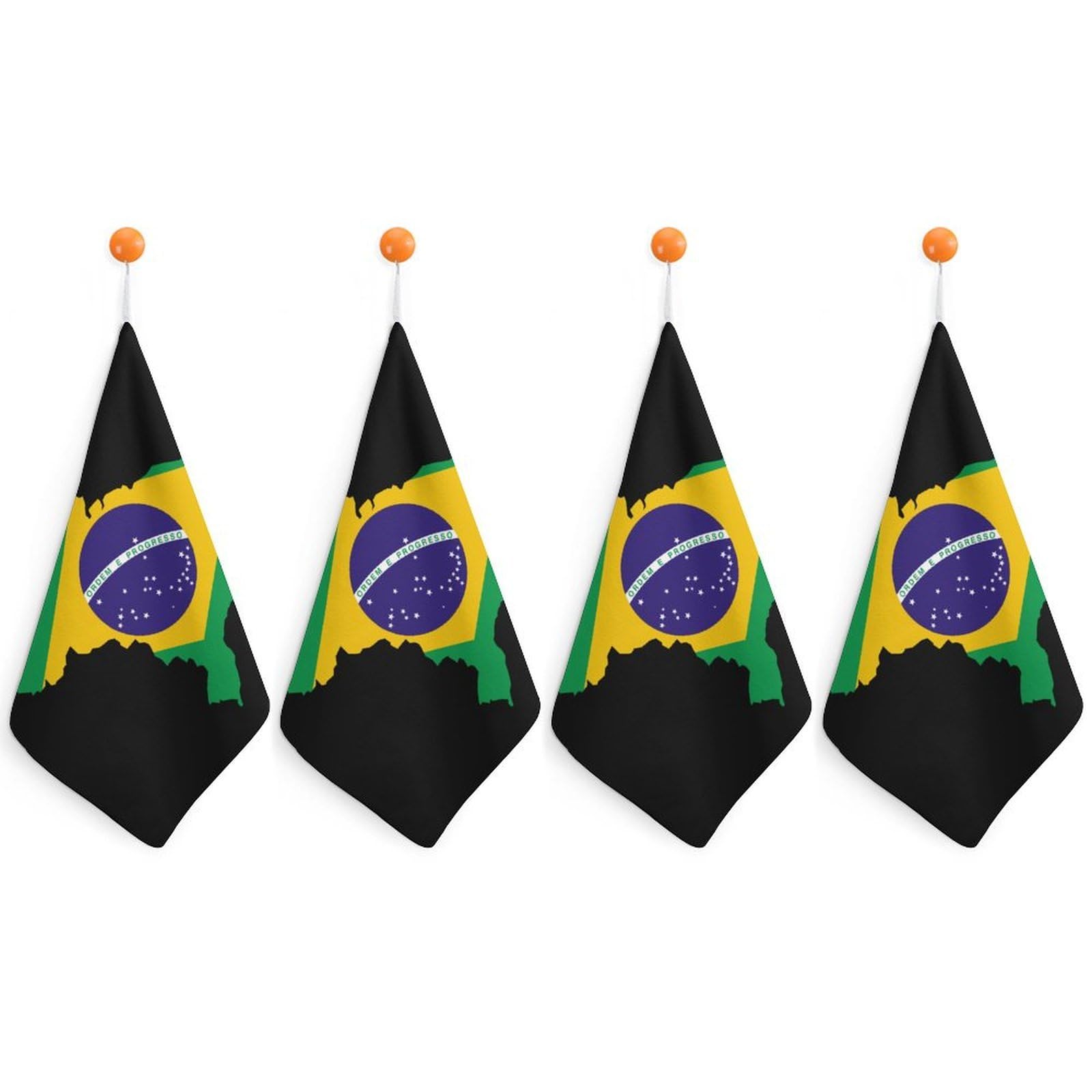 CGSBNGHA Brazil Flag Map Hand Towel Hanging Face Towels Cleaning Cloths Handkerchief for Bathroom Kitchen