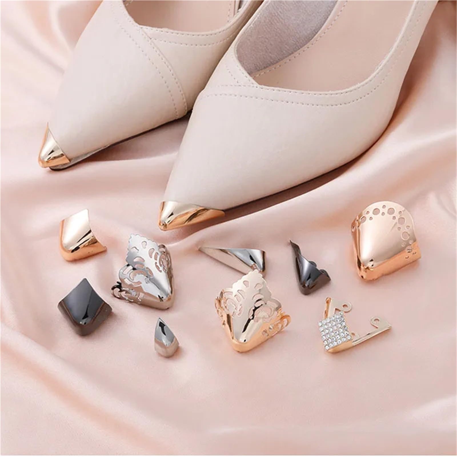 Zapatos de Metal Protector Puntiagudo 5 Pares Mujeres tacón Alto Puntera Desgaste Corrector lágrima Zapato Cuero antipatadas