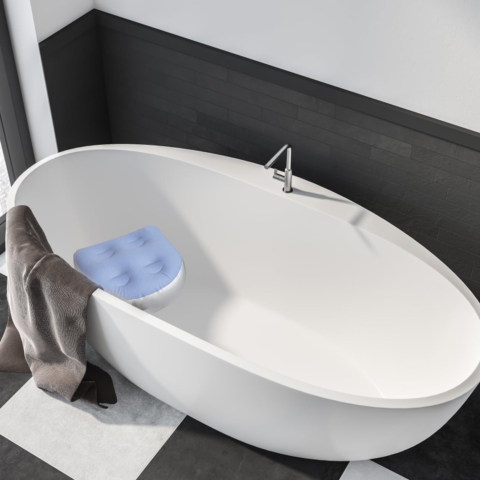 Cojín Inflable para Bañera de Hidromasaje, Asientos Elevadores para Bañera de Hidromasaje Inflable, Suave y Cómodo Cojín de Asiento Inflable, para Todos Los Spas y Jacuzzis (Azul)