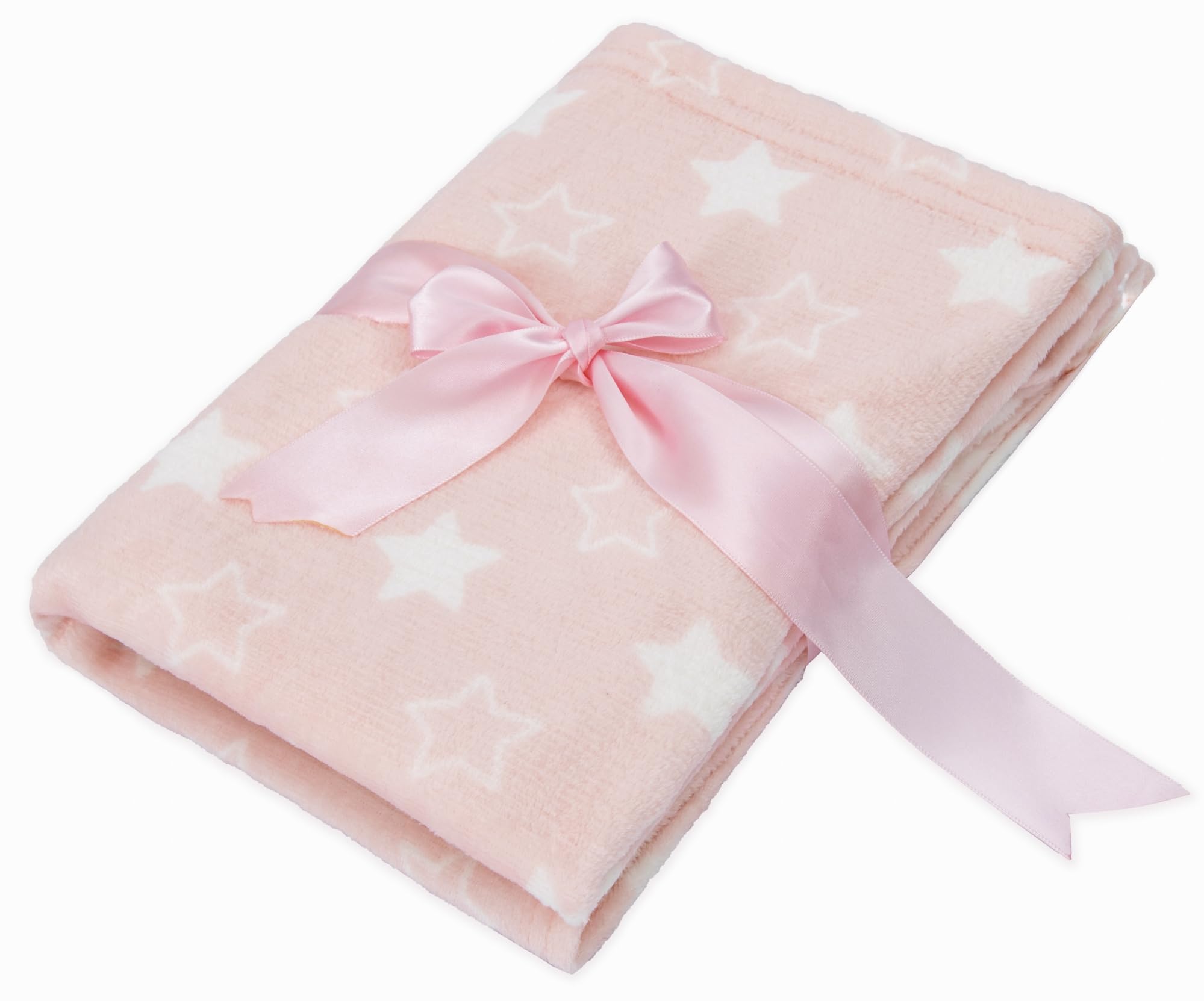 Adore Home Soft Fleece Baby Blanket Plush Flannel Newborn Moses Basket Pram Girl & Boy, Pink With Stars, 60x90cm