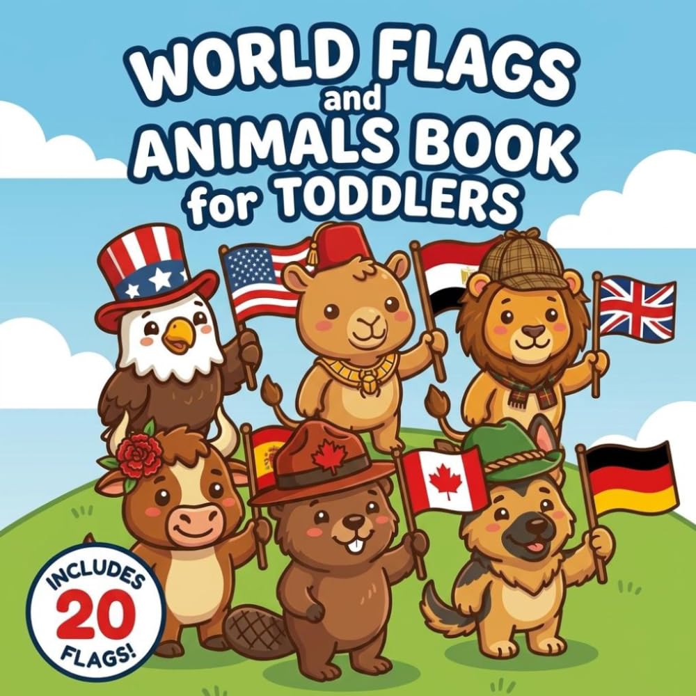 World Flags and Animals Book for Toddlers: Learn 20 Countries with Cute Animal Friends