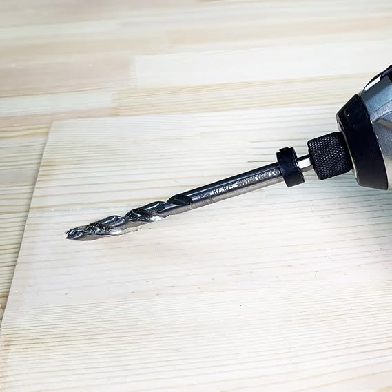 Pocket Hole Drill Bit for Pocket Hole jig Woodworking Step Drill Bits Guide | Quick change 1/4'' hex shank, step drill bit with depth stop collar,fits pocket hole jig system,Woodworking Tools Accessories