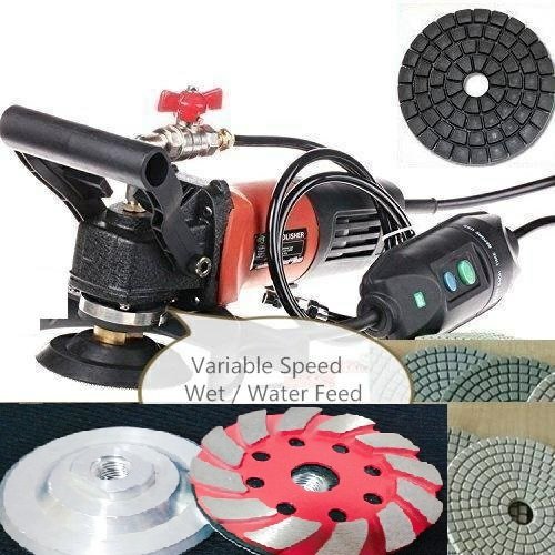 Wet Polisher Grinder Diamond Polishing Pad 27+2 Sanding Grinding Cup Granite Stone Floor Quartz Concrete How to Fabricate Granite Marble Countertop DIY Undermount Sink Profile & Polish DVD USB Video