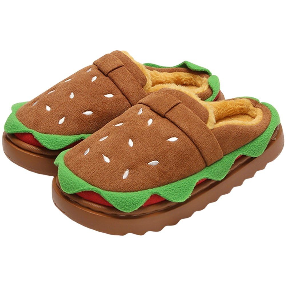 Luxylei Burger Design Warm Slippers Stylish Plush Slippers Anti-slip House Shoes for Winter Indoor and Outdoor Warmth Accessories