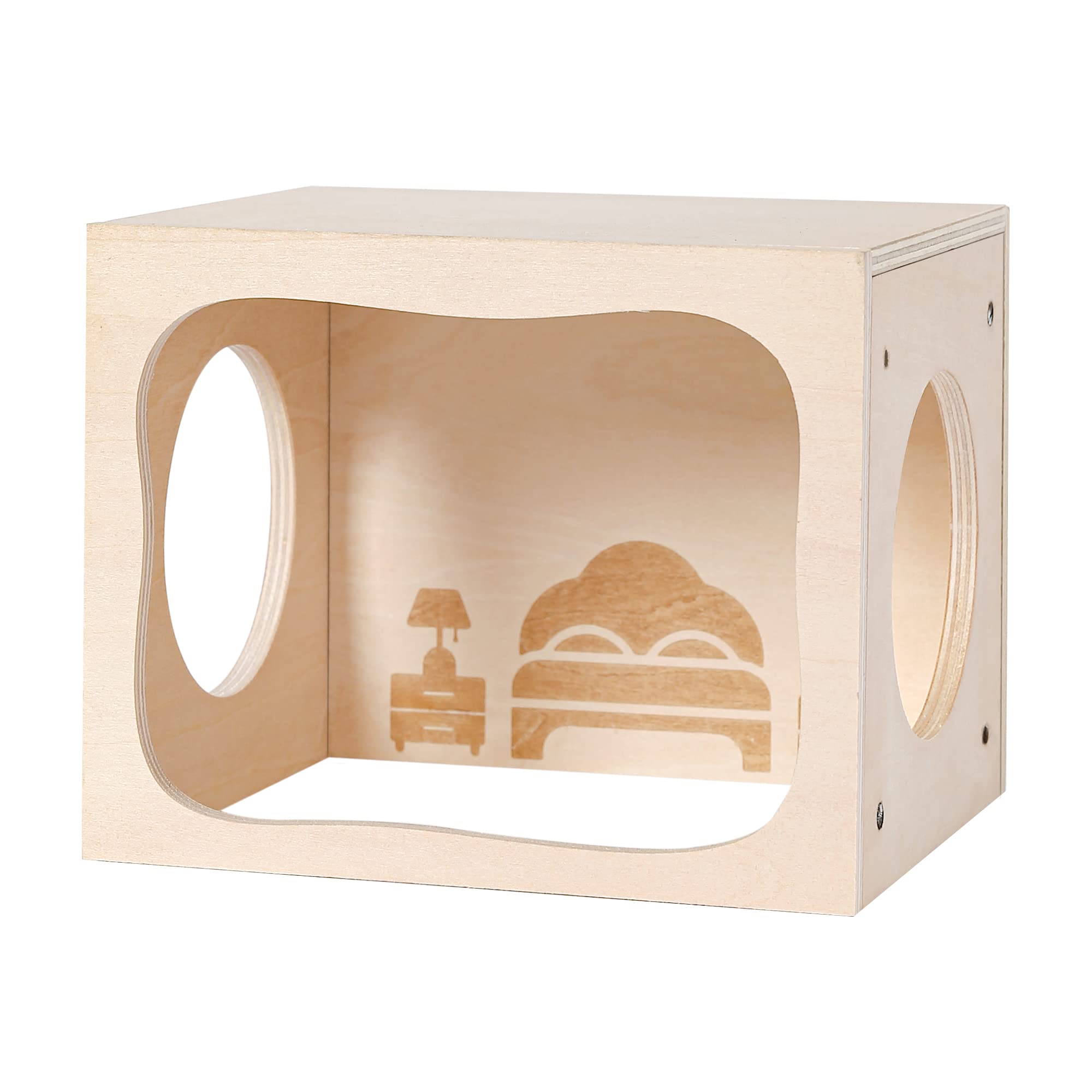 tafit Hamster Hideout Wooden House Chamber Small Animals Pets Tunnel Exploring Toys Secret Peep Shed for Dwarf Hamsters Syrian Hamsters