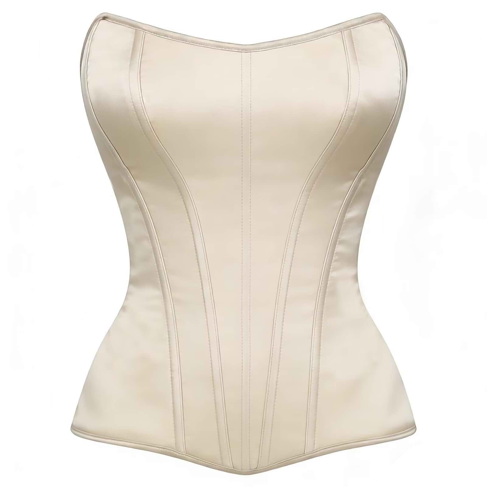 Vintage Satin Corset Tops for Women Overbust Bodice Bustier Going Out Corset Lace Up Cincher Bodysuit Shapewear for Daily Casual With Jeans, Skirt, Vacation Wear, Bachelorette Party