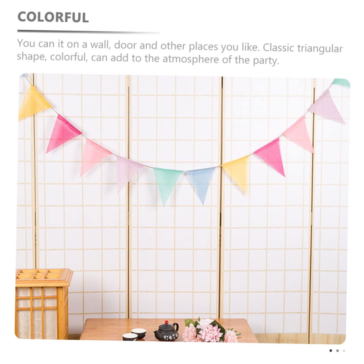 OUNONA 3 Sätze Wimpel Ziehen Blume Feier Dekorationen Festival Ammer Banner Bunt Königlich Hochzeitsbanner Hochzeitsdeko Jäten Dreieck Girlande Ammer Hanfimitat Colorful 4 Stück * 3