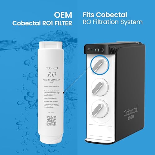 Miniatura 5 de Cobecta RO1 Filtro de agua de ósmosis inversa de repuesto para sistema de ósmosis inversa Cobecta K8B, vida útil de 24 meses, diseñado