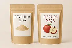 Psyllium em Pó e Fibra de Maçã Natural,Suplemento Alimentar para Saciedade, Totalmente Natural 100g cada.
