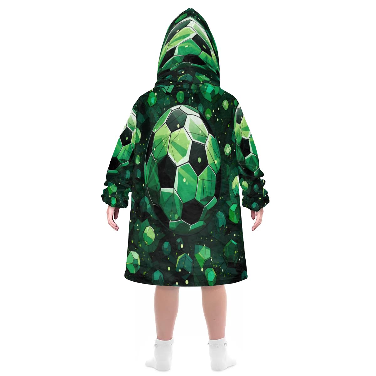 Kids Blanket Hoodie 3D Football Pattern Wearable Blanket Hoodie Oversized Hooded Blanket, Sweatshirt Blanket with Pockets Soft Warm Kids Hooded Blanket for Girls, Boys