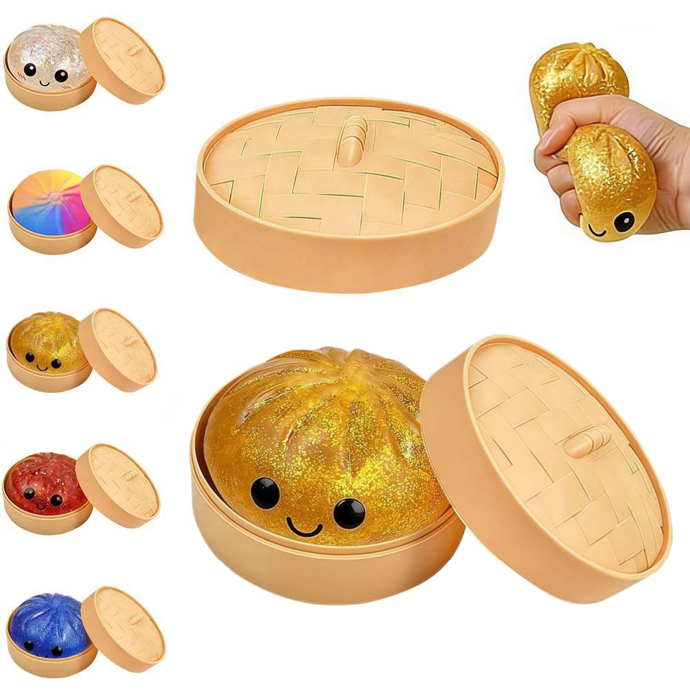 Glitter Dumpling, Dumplings Squishies, Mystery Glitter Dumpling Steamer Box, Colorful Dumplings Stress Balls Fidget Sensory Toy, Soft Squeeze Decompression Dough, Easter Basket Stocking Stuffers — view 13