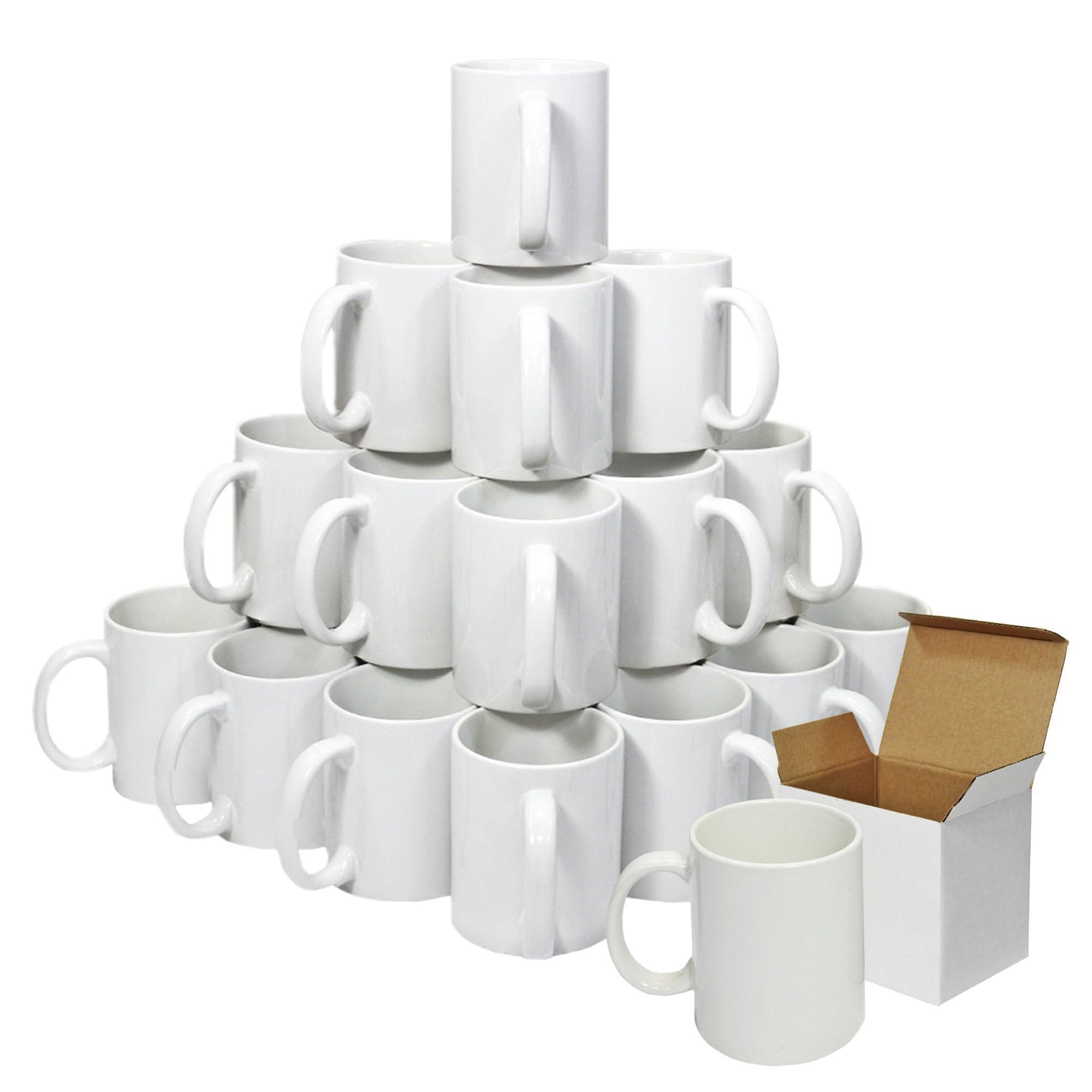 PixMax - 36 Tazze 325ml in Polimero Bianco per Sublimazione con Scatole