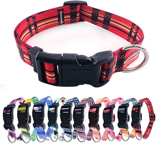 Miniatura 7 de Love Dream Collar de perro resistente con hebilla de liberación rápida ajustable con patrones geométricos florales para perros pequeños, medianos