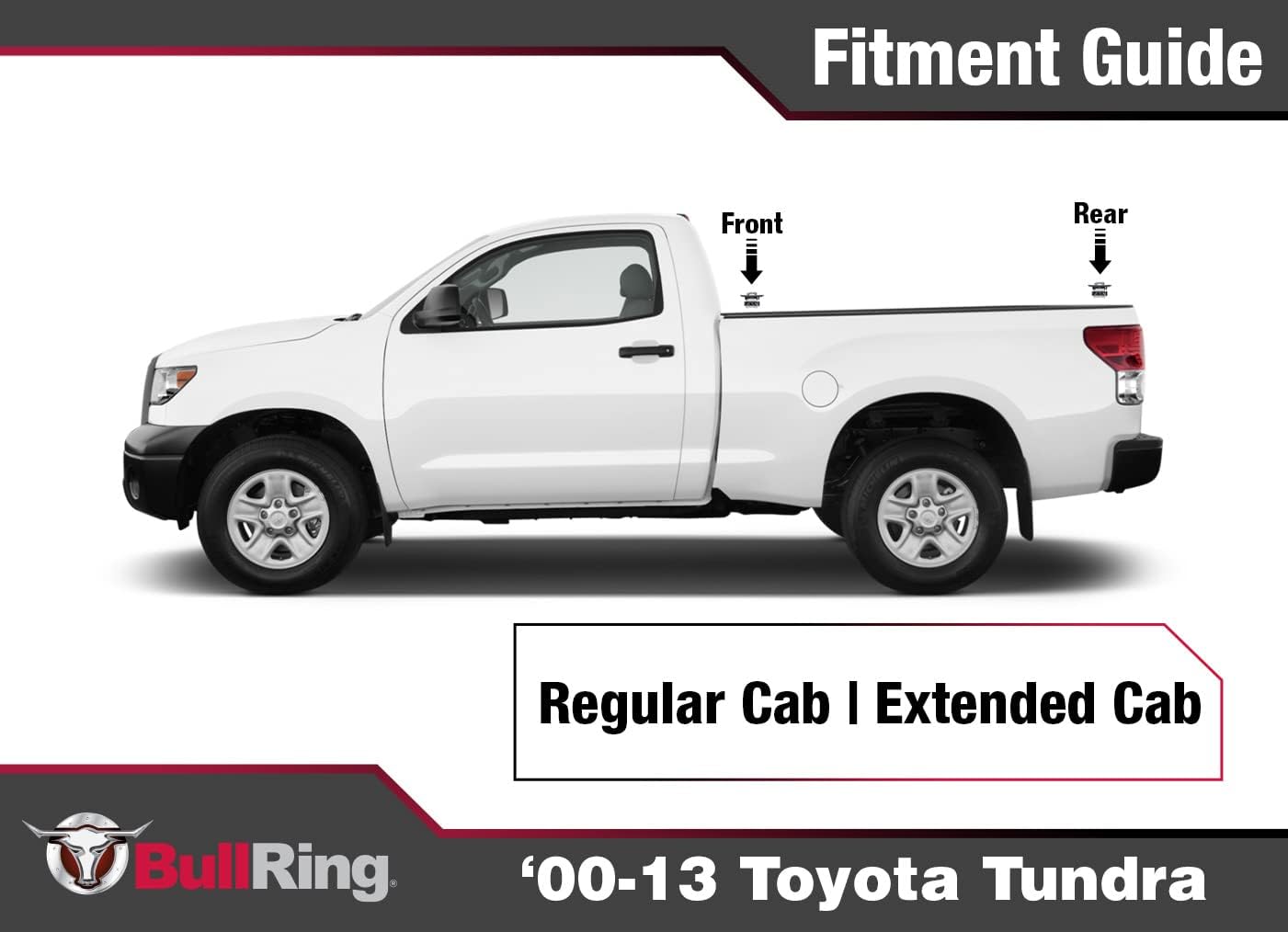 Bull Ring Raised Fit Retractable Truck Bed Tie Down Anchors, Fits '00-13 Toyota Tundra Regular Cab and Extended Cab, Not for Double Cab Trucks, Sits on Rail Cap, Quick & Easy Installation, 1 Pair