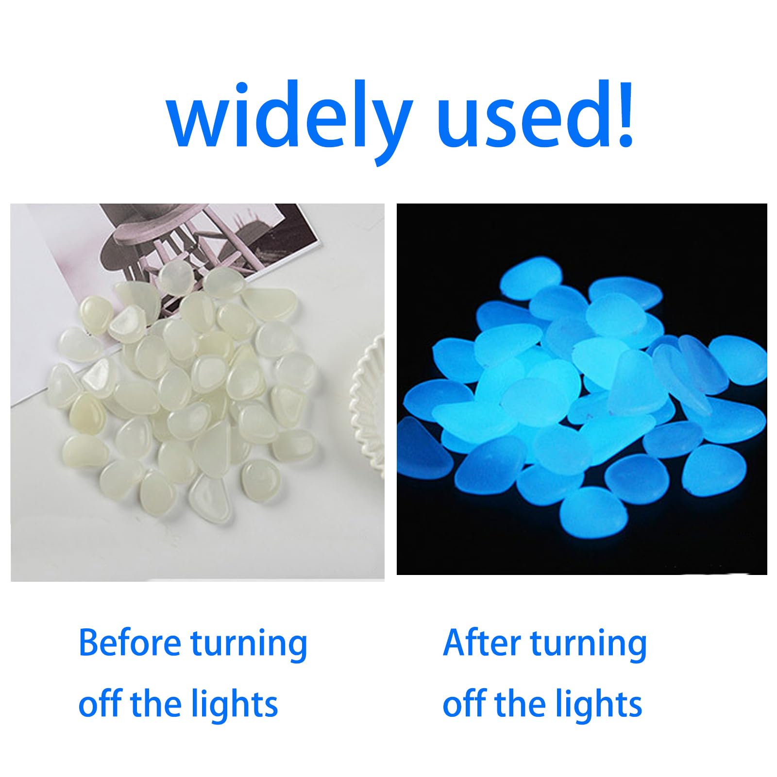 Pack da 300 Pietre Fluorescenti Ciottoli Luminescenti Bianchi per Giardino, Acquario, Decorazioni Esterne Sicuri, Atossici, Senza Odore