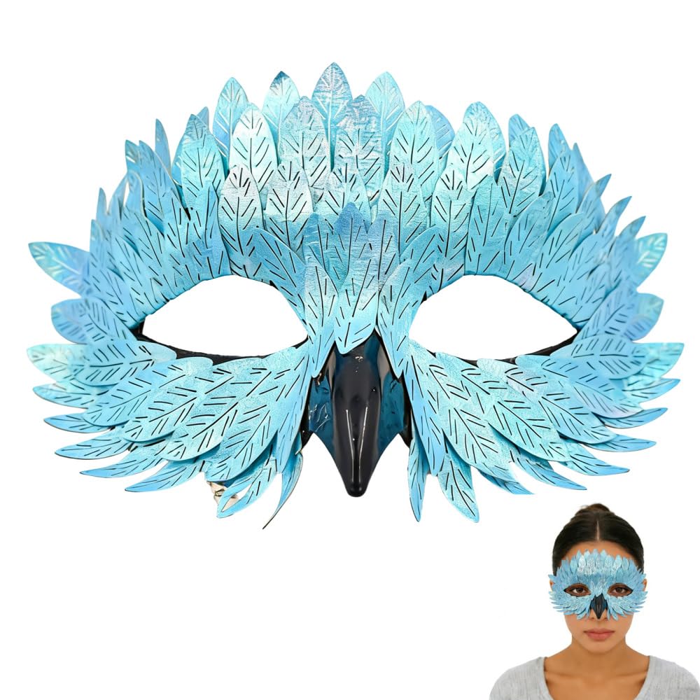 BDKMMS Masquerade Bird Mask, Colorful Feathered Costume Mask Mystical Owl Masks for Adults Halloween Cosplay Party
