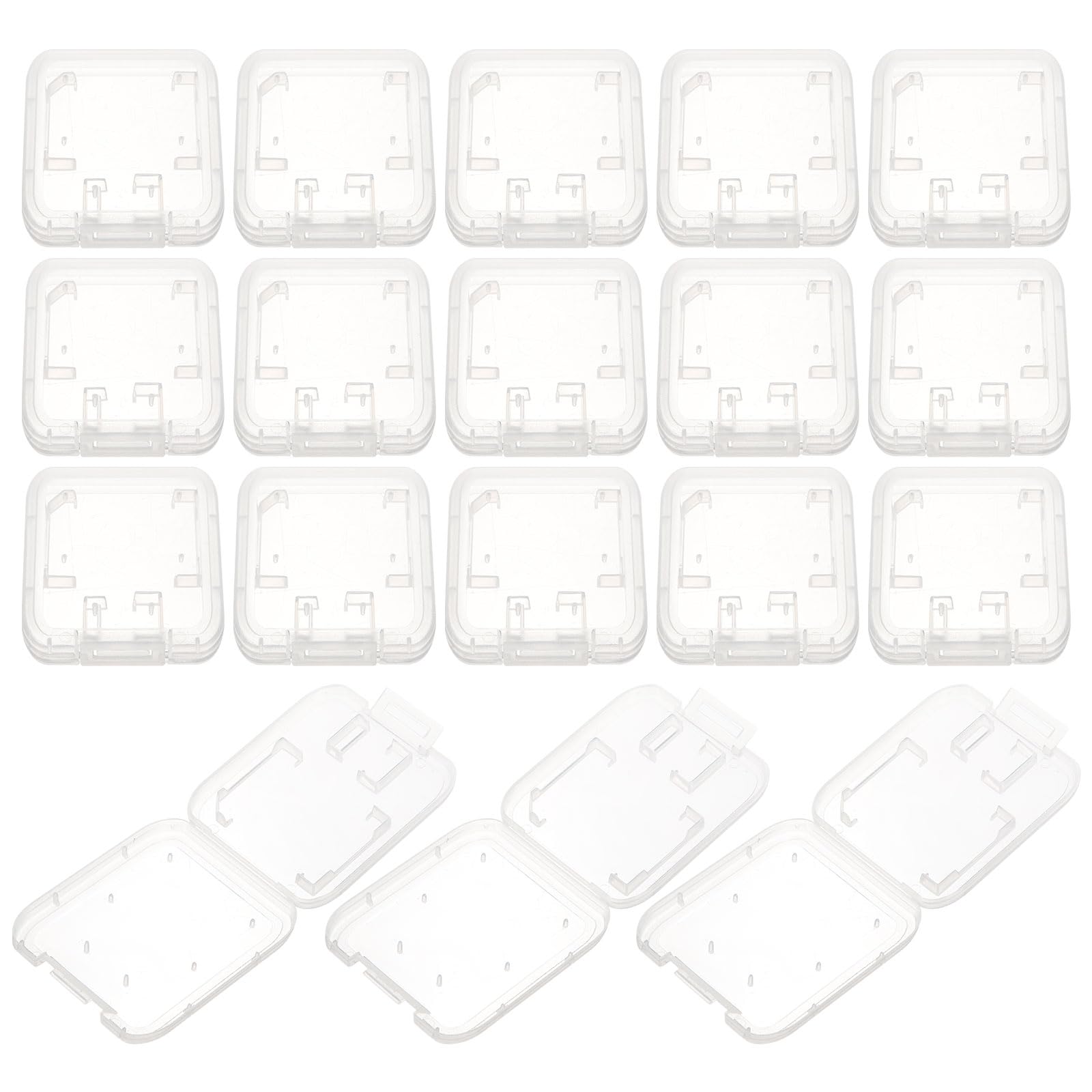 SOLUSTRE 24pcs Memory Card Storage Box Plastic Organizer Box Clear Container with Lid to Go Containers with Lids Single Sdxc Cards Holder Transparent Cards Container Camera Transparent