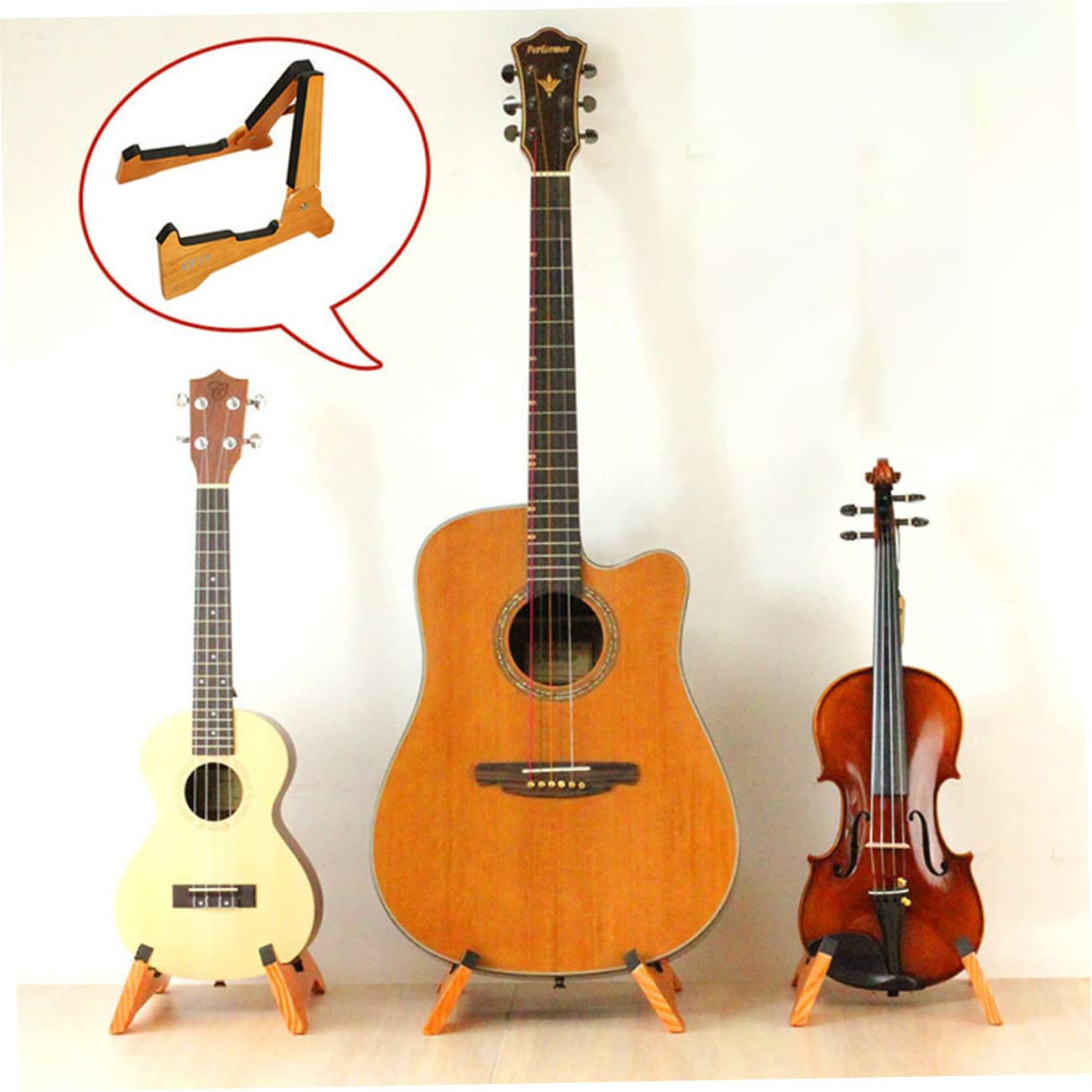 VICASKY Supporto di Chitarra per Leggero Legno in Pieghevole e Staccabile Basso e Violino , per Casa e Negozio Strumenti Musicali