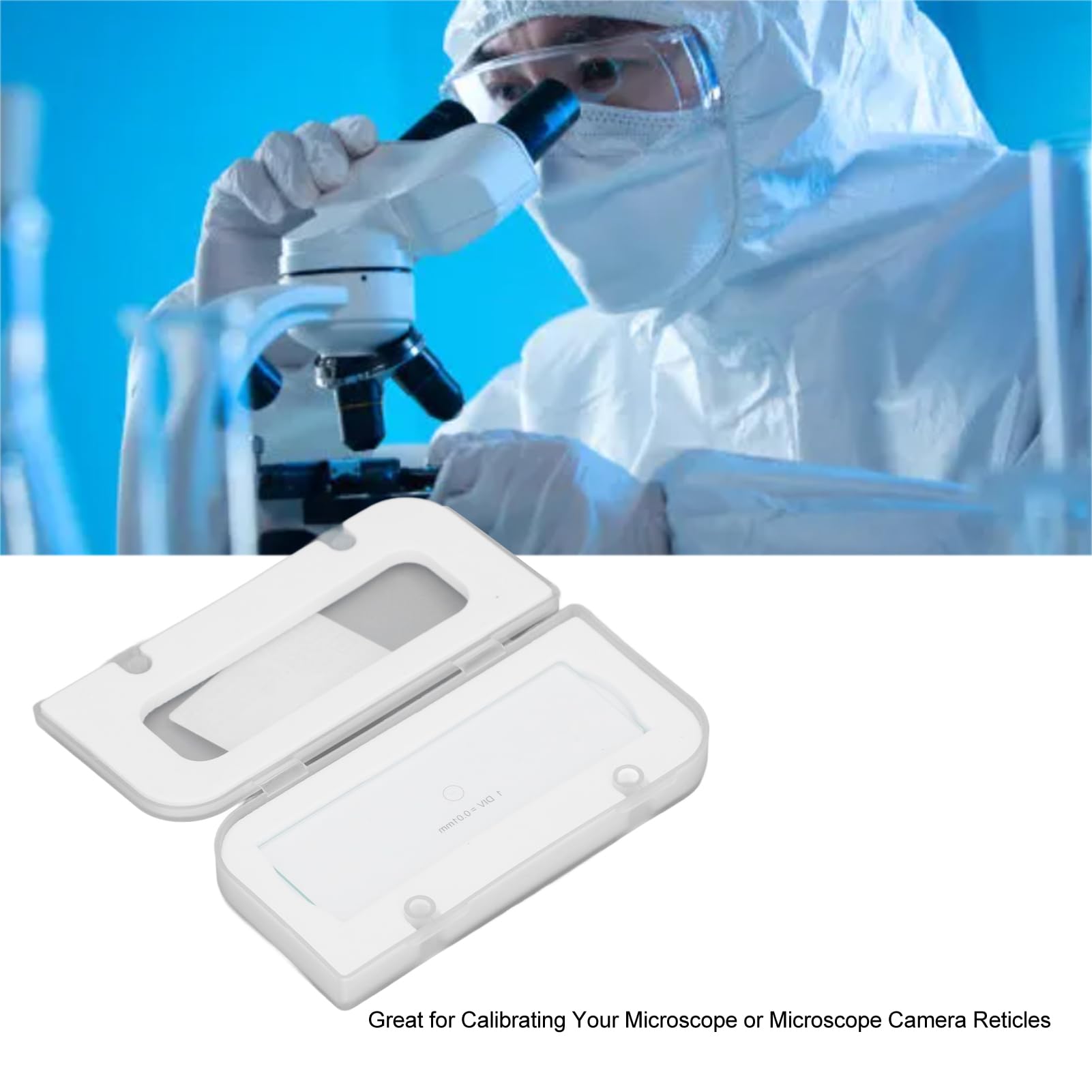 Microscope Stage Calibration Slide, 0.01mm Stage Micrometer, Optical Glass Material with Protective Packaging for Microscope Calibrating