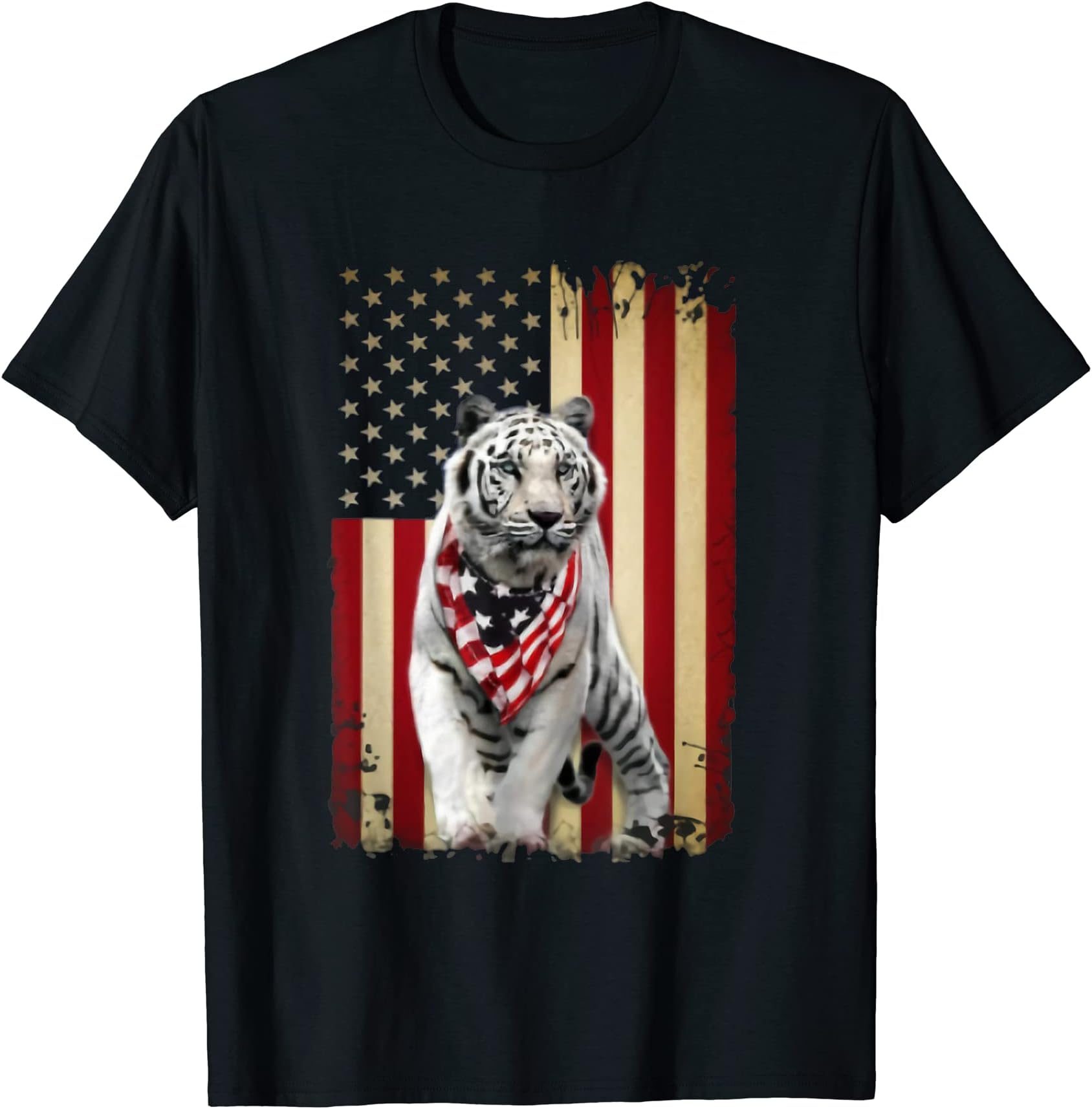 Tiger American Flag Bandana 4th Of July T-Shirt