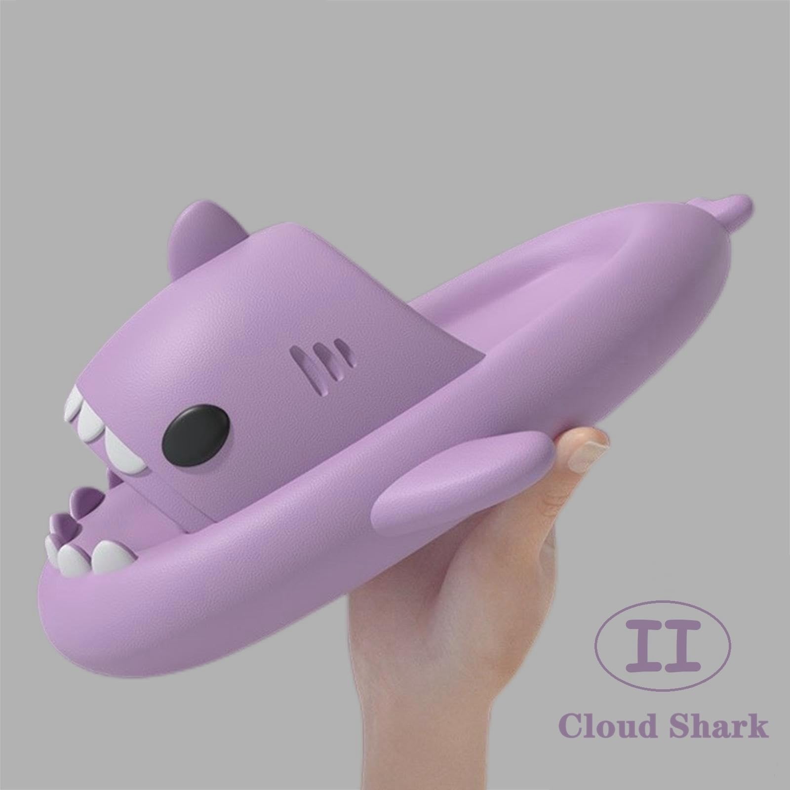 Chanclas Tiburon Mujer Hombre Shark Slippers Zapatillas Tiburón Comodas Antideslizantes Piscina Playa Verano Sandalias Forma de Pez Adulto Sharky Slides Unisex Púrpura Talla EU 40/41