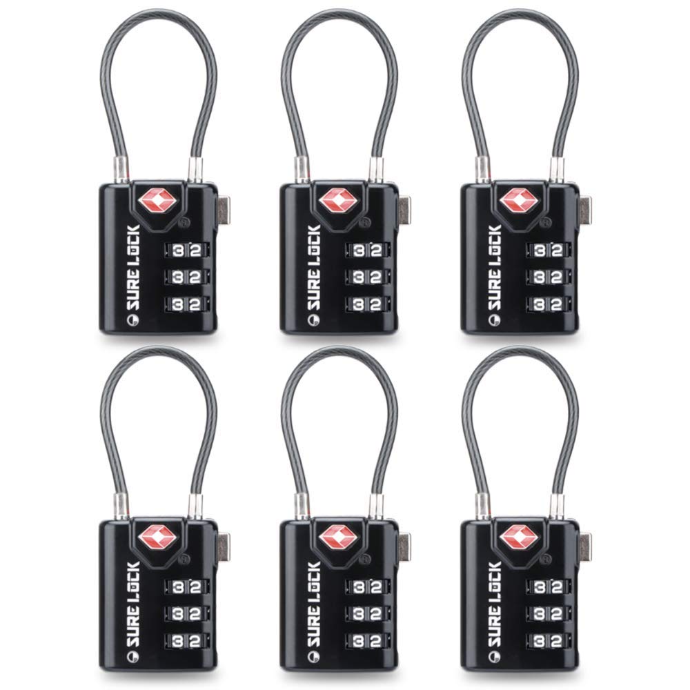 SURE LOCK TSA Compatible Travel Luggage Locks, Inspection Indicator, Easy Read Dials TSA Approved with Zinc Alloy
