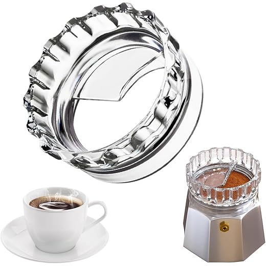 Supvox? Ground Coffee Powder Distributor for Moka Pot Coffee,Clear Crown Ground Leveler,Moka Pot Powder Leveling Tool 2.83 Inch Inner Dia Designed for 2-3Cup