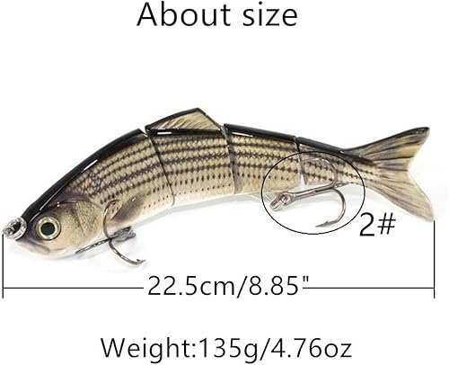 Miniatura 3 de Señuelos de pesca realistas de 4 segmentos grandes para lubina, señuelos artificiales para pesca, cebos duros artificiales para pesca, ideal para