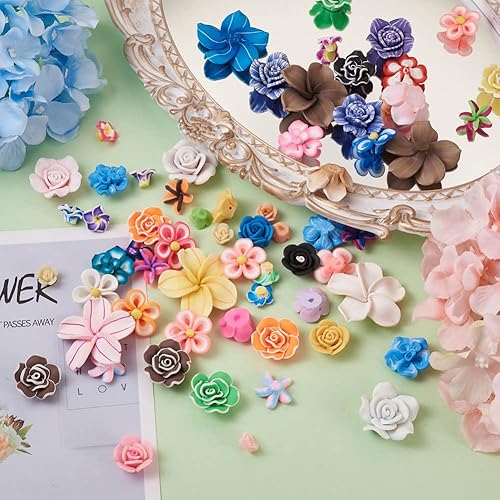 Miniatura 5 de Cheriswelry 90 cuentas de arcilla polimérica 3D hechas a mano, cuentas espaciadoras coloridas sueltas de 9 estilos, cuentas de adorno de 12 a 1.299