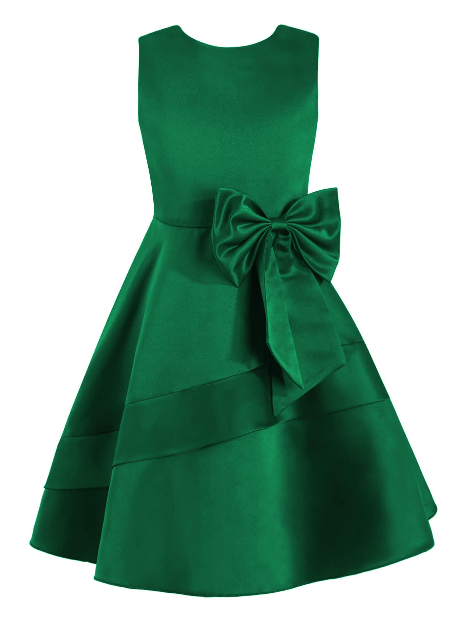 MSemis Vestido de Fiesta Niña Vestido Elegante Midi de Dama de Honor de Boda Vestido Princesa con Lazo de Cumpleaños Ceremonia