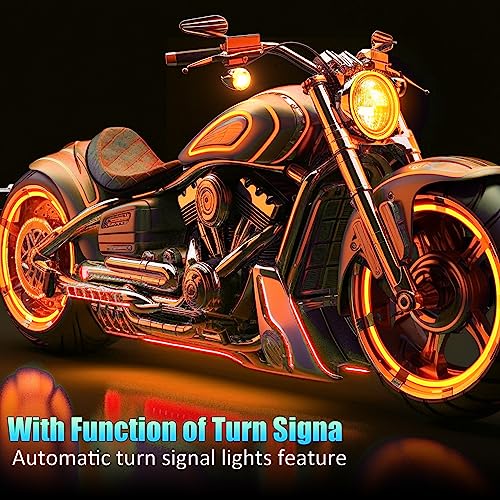 Image of SUNPIE Motorcycle Underglow LED Light Kit for Davidson 12 PCS RGB Under Glow Strip w /Brake Turn Signals for Harley Honda Kawasaki Suzuki Indian, Waterproof Multi Color Strips Light with APP /RF Remote