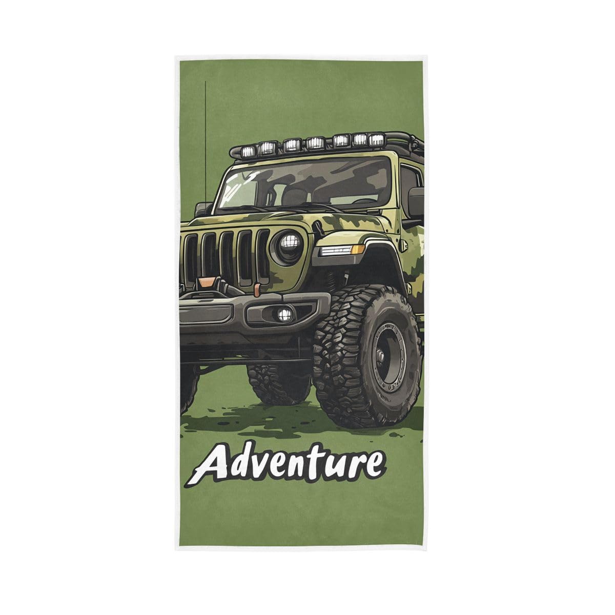 HUYGD Green Truck Hand Towels, Multipurpose Soft Towels for Hand, Face, Hair, Bath 15 x 30 Inches