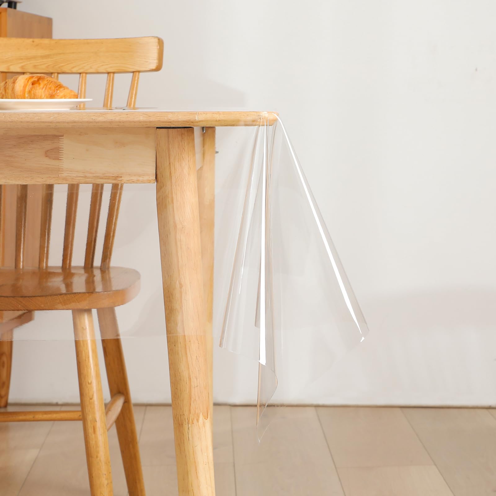 Heavy Duty Clear Plastic Tablecloth Protector, 100% Waterproof Table Cloth, Oil Spill Proof, Clear Table Cover Protector for Dining Tables, Parties and Holidays (54"x70", Rectangular Clear 0.5mm)