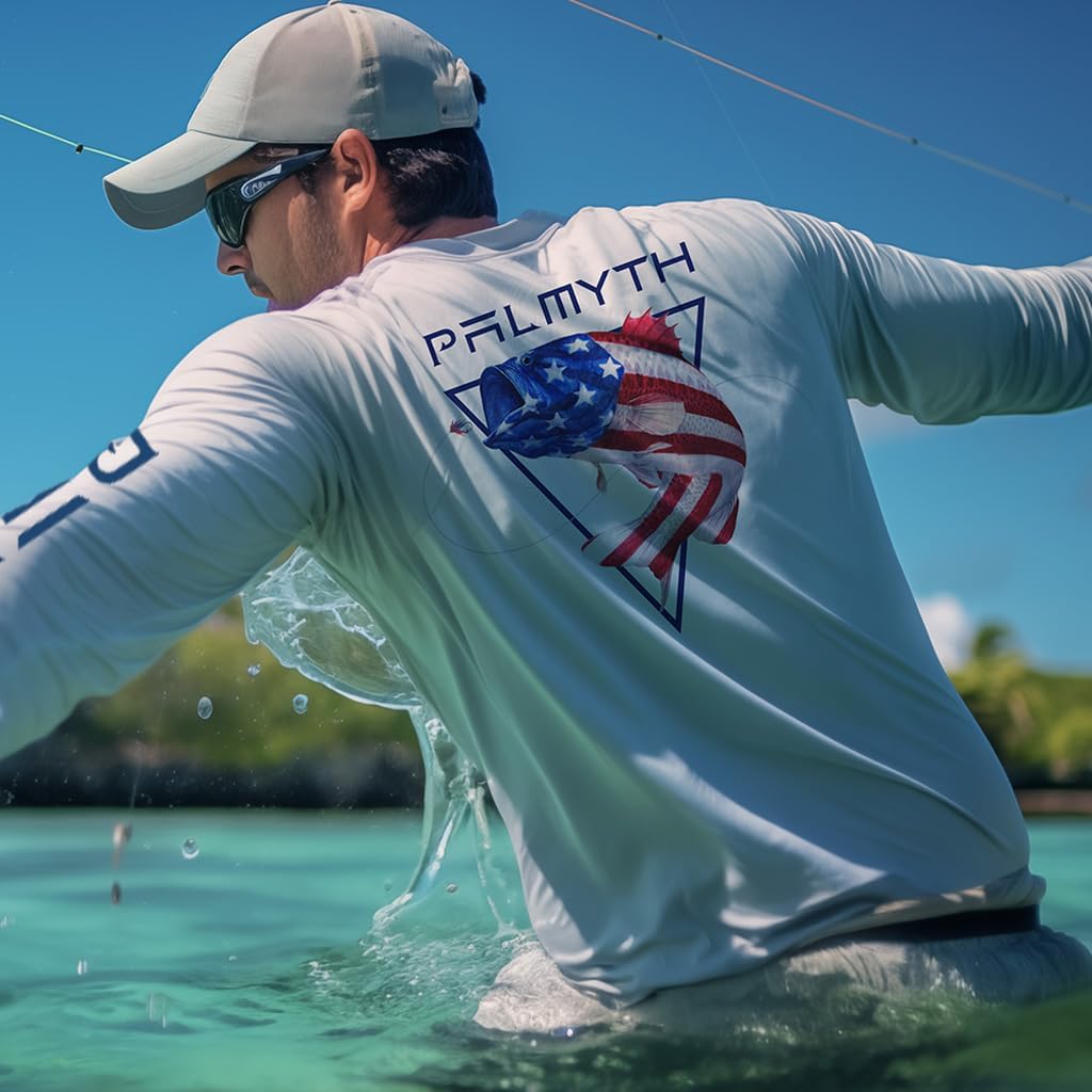 Palmyth Fishing Shirts for Men Long Sleeve UPF 50+ T Shirt Sun Protection Tee - Image 2