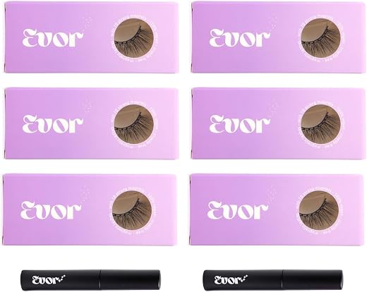 EVOR Magnetic Eyelashes (MyCutie, First Love, Date Night, What The Fluff, Midnight 12, Dolly'Gurl) Combo Set with 3 Magnet...