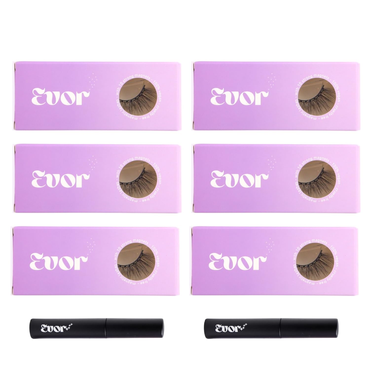 EVOR Magnetic Eyelashes (MyCutie, First Love, Date Night, What The Fluff, Midnight 12, Dolly'Gurl) Combo Set with 3 Magnetic Eyeliner(Free)- Reusable,Lightweight- Magnetic Lash Kit for Women- Set of 6-picture-19