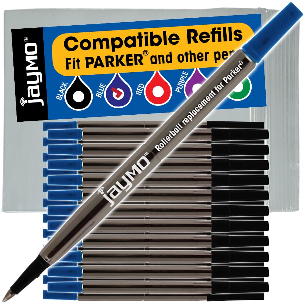 Jaymo Replacement for Parker Quink 1950324 - Measures 4.56 in / 116 mm Long - Rollerball Pen Refill - 24 Blue — image 1