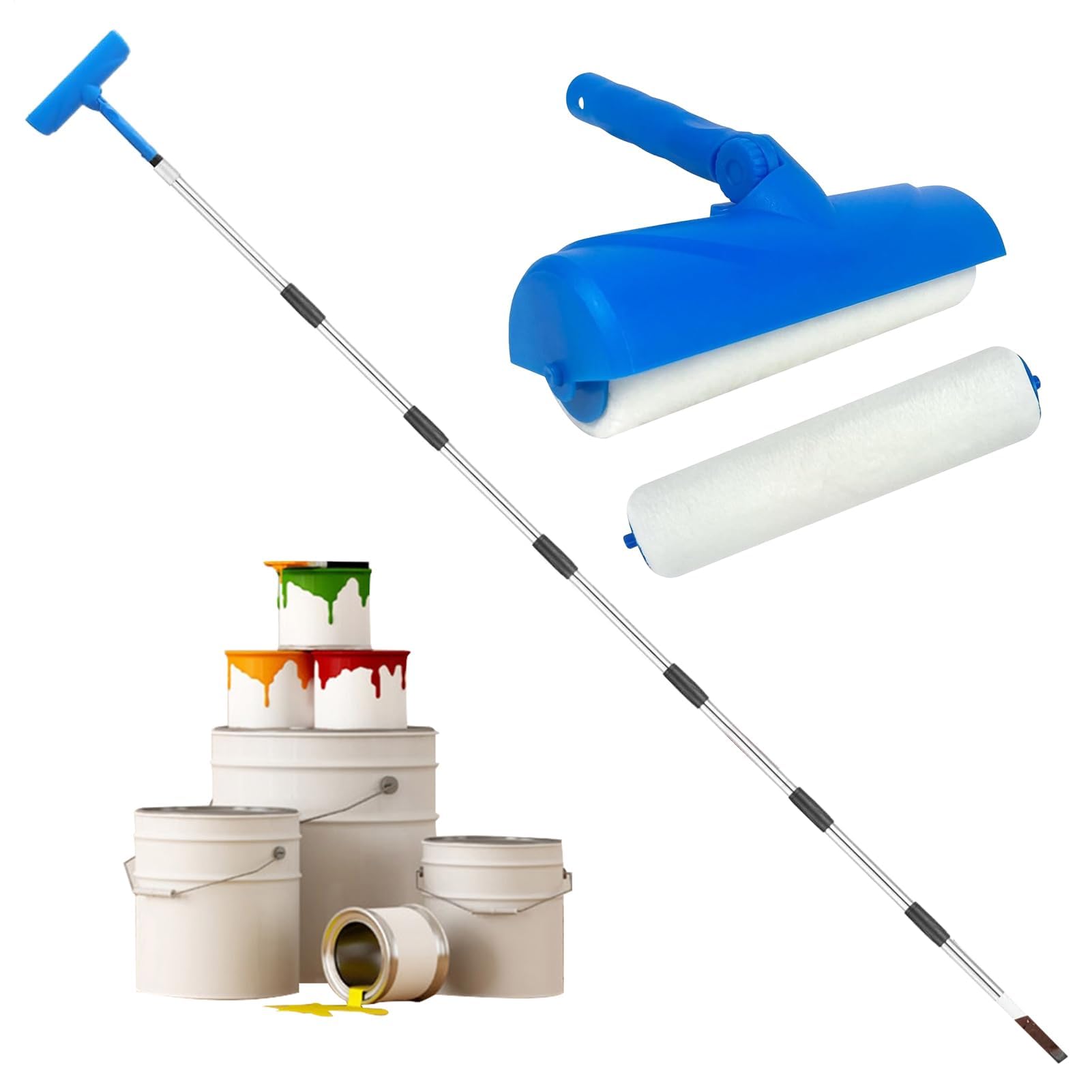 Rullo per pittura da parete regolabile con paraspruzzi | Set di pennelli per pittura a prova di spruzzi da 25 cm - t per progetti di cucina e rinnovamento della casa