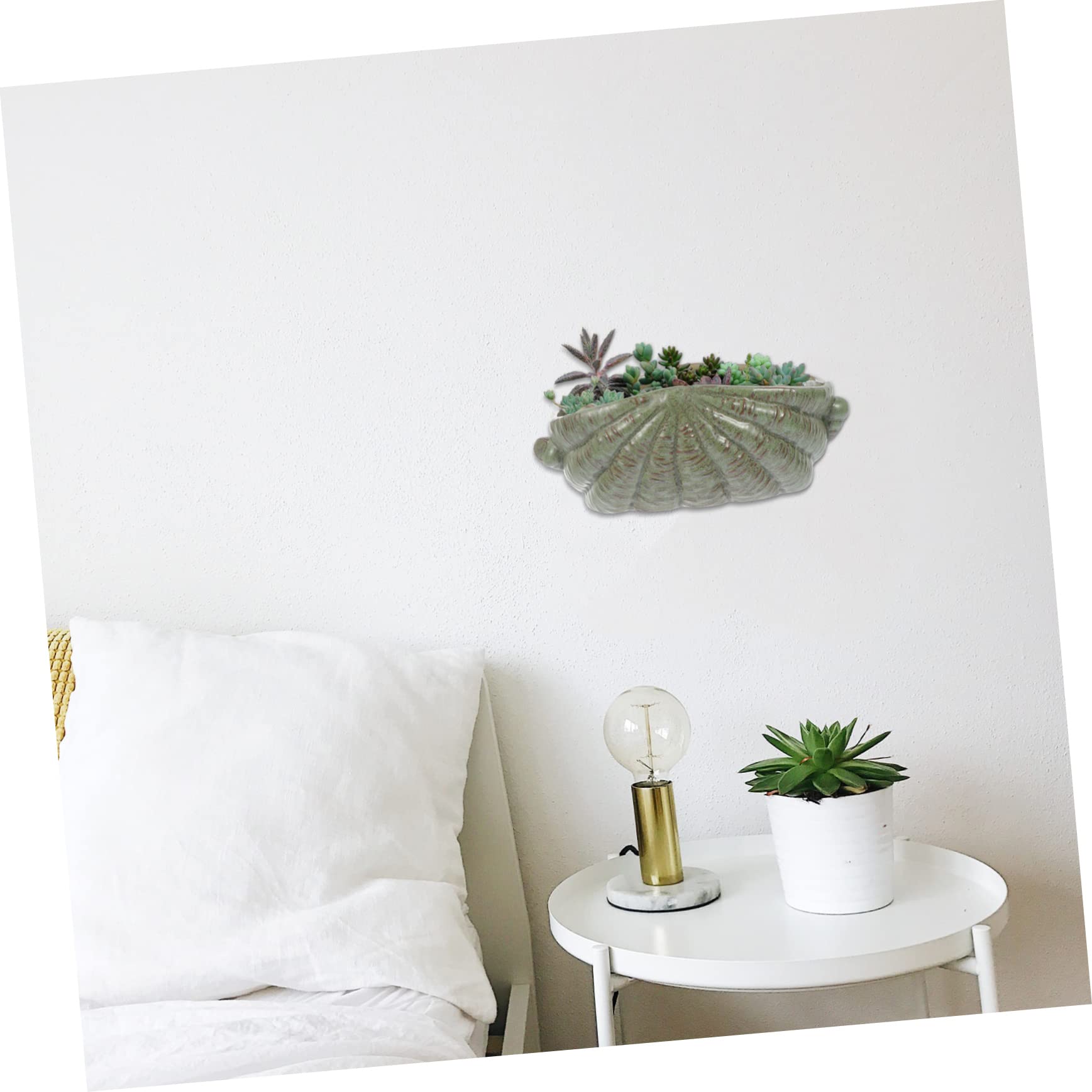 Keramik Wandblumentopf Braun Vintage Hängeblumentopf für Sukkulenten und Kletterpflanzen Platzsparender Pflanztopf mit Einzigartiger Dekoration