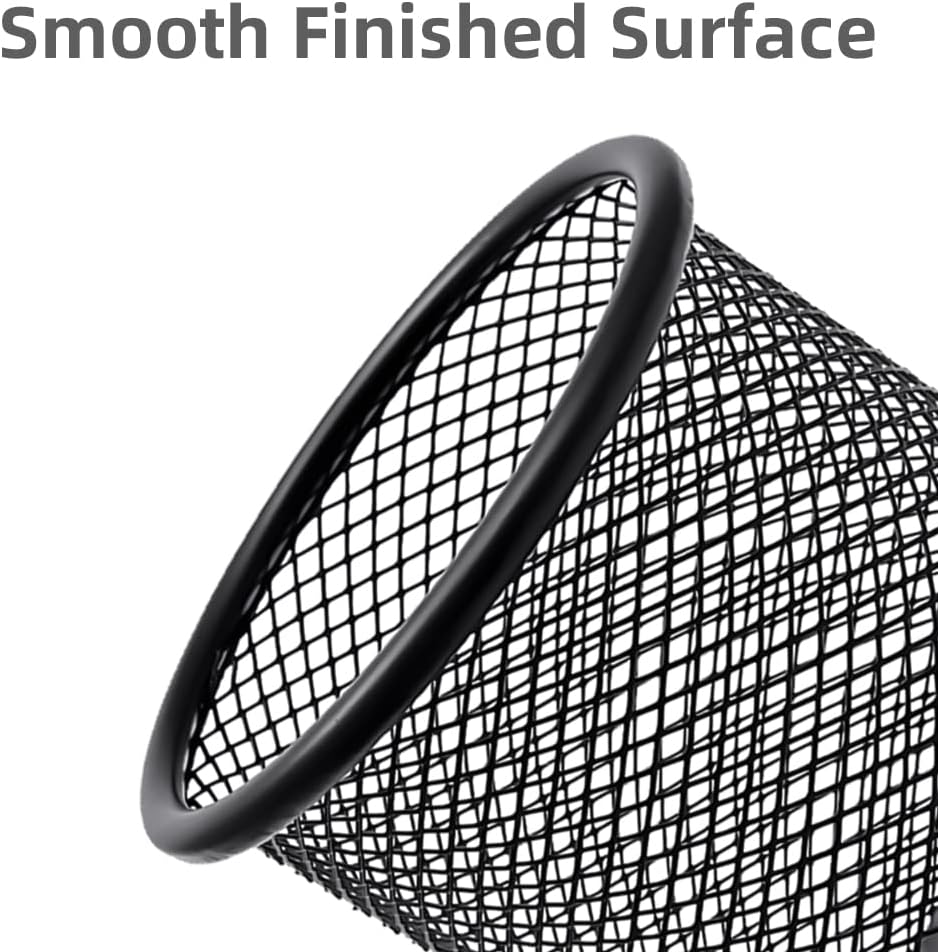 Qualsen Pen Holder for Desk 4 Pack, Mesh Desk Organizer Pencil Holder for Desk, Mesh Pen Holders Office Pen Organizer Black, 4 Pack