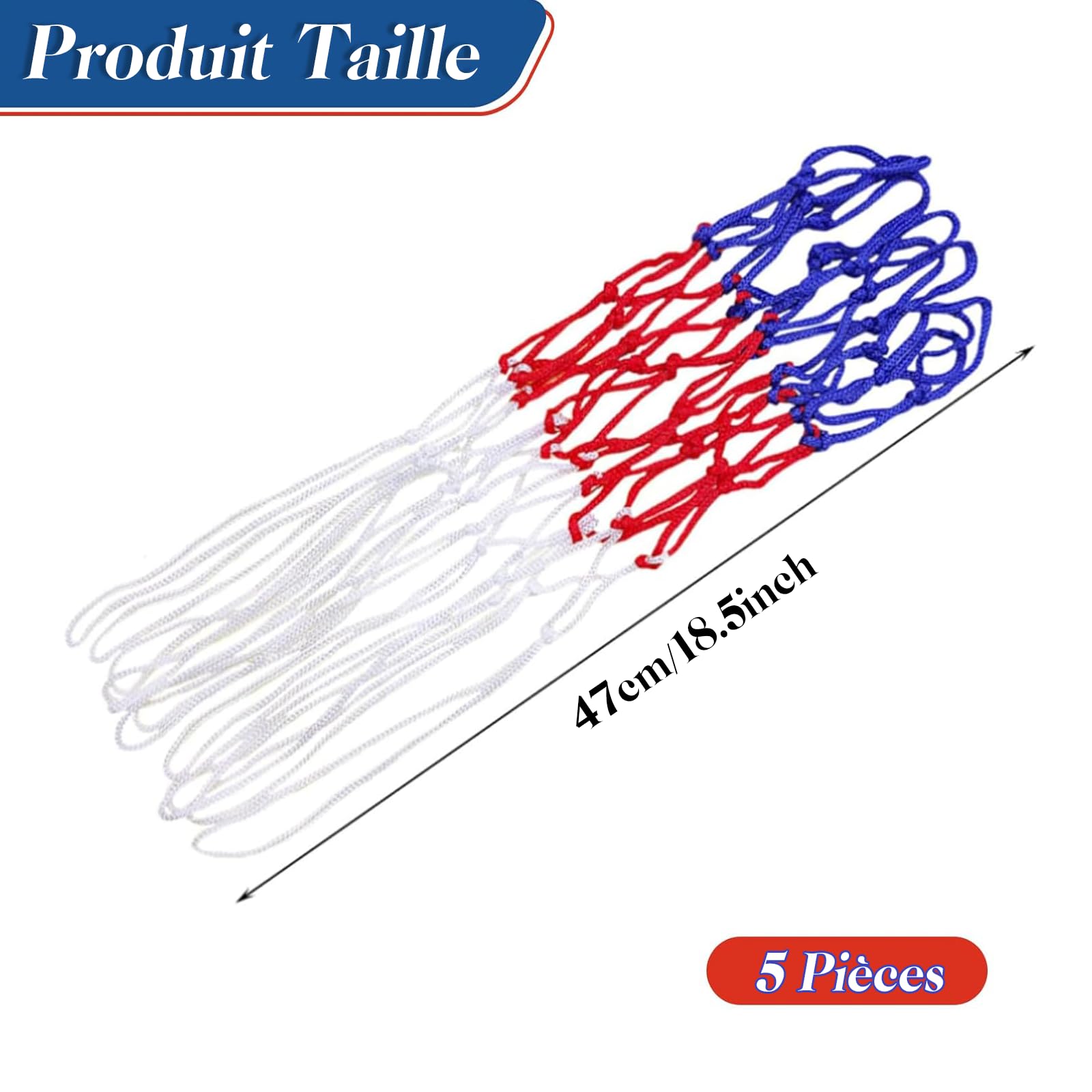 KASURE 5 pièces de Filets de Basketball, Filet de Basketball à 12 Boucles,Adapté pour Une Utilisation en Intérieur et en Extérieur, Filet de Balle en Nylon renforcé résistant aux intempéries
