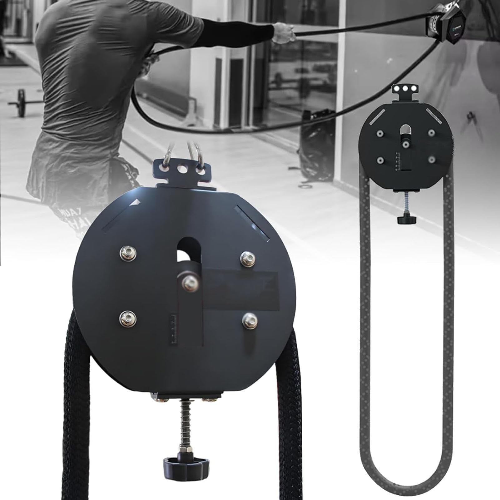 Eiwitany Endless Rope Resistance Trainer - Versatile Pull Fitness Rope,Upper Body Strength, Home Gym Equipment for Grip, Arms, Back, (Black)
