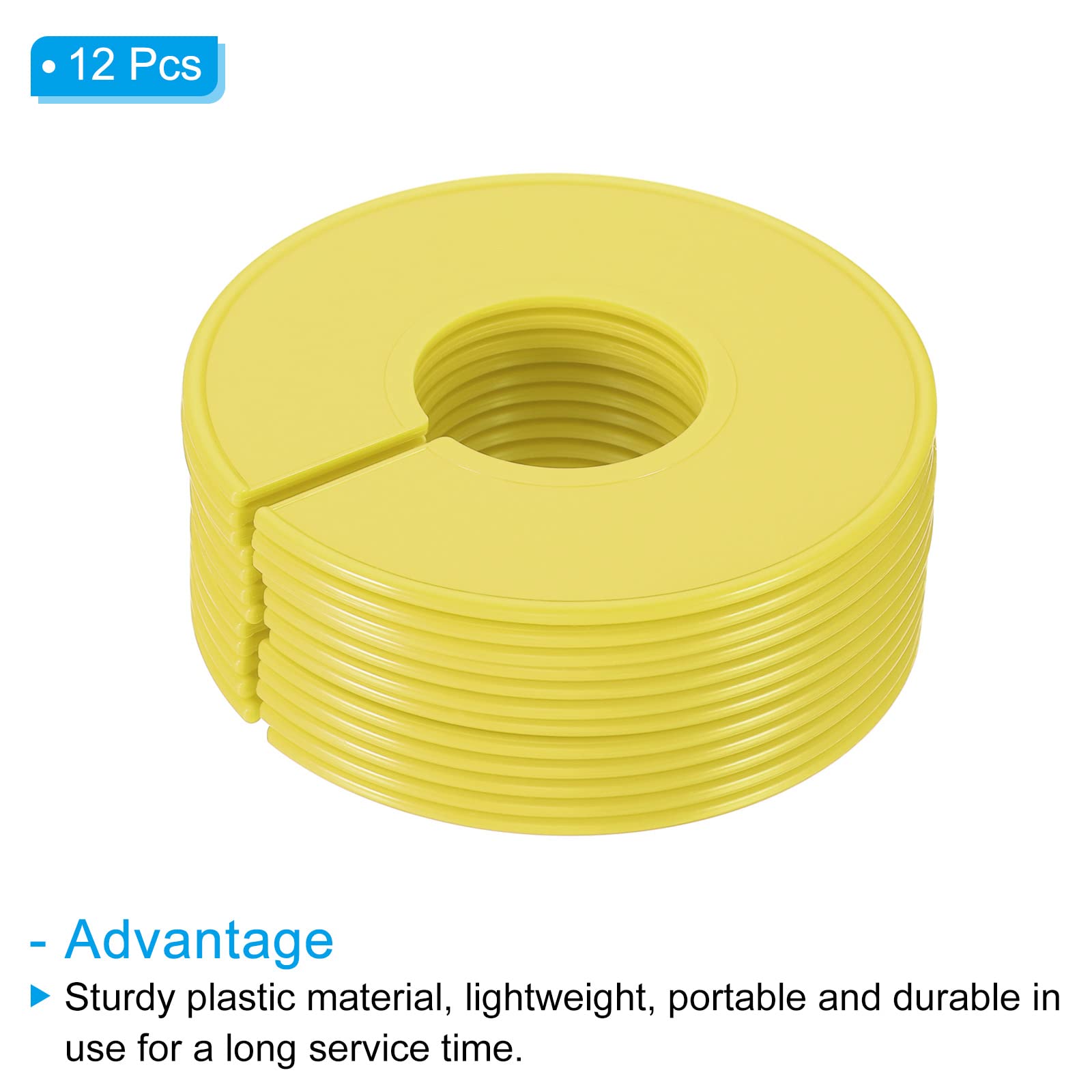 PATIKIL Clothes Dividers, 12 Pack Closet Clothing Rack Size Dividers Blank Labels Sorting Round Separator for Closet Yellow - Image 3