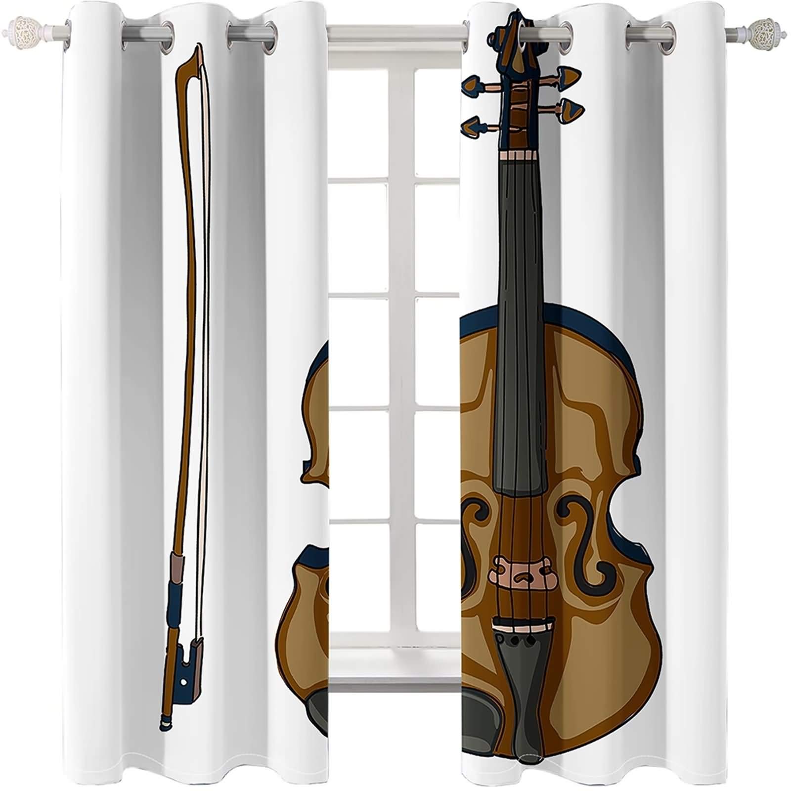 Epinki Zasłony poliestrowe biały brązowy wiolonczelowy zasłony zasłony do kuchni, dostępne w 21 rozmiarach, rozmiar 274 x 244 cm