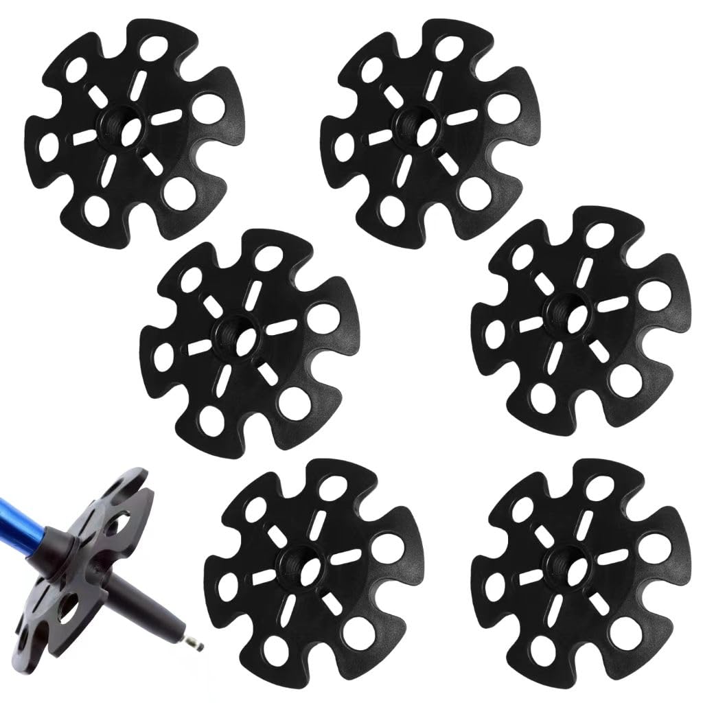 Walking Stick Tips,Removable Mud Ski Basket Trekking Pole Snowflake Basket,Removable Mud Ski Basket Replacement Accessory for Hiking Poles(6 PCS)