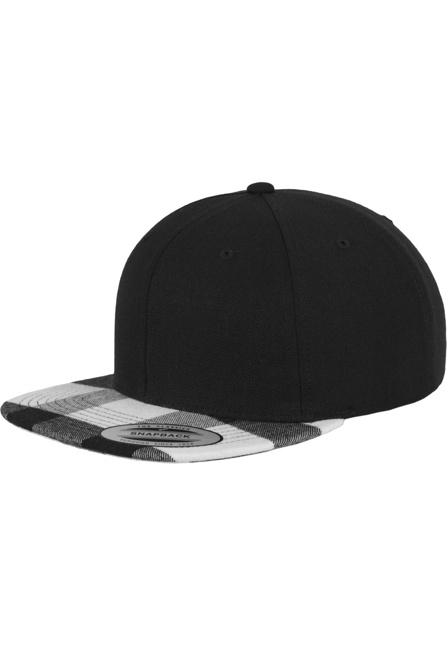 Flexfit Mütze Checked Flanell Peak Snapback, blk/wht, One size, 6089FP-00050-0050